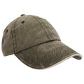 Olive-Stone - Front - Result Washed Fine Line Cotton Baseball Cap With Sandwich Peak (Pack of 2)