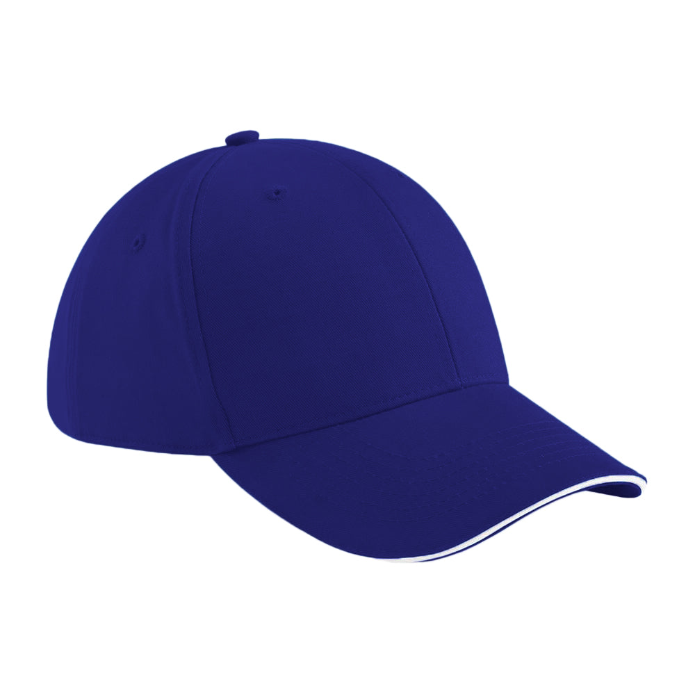 French Navy-White - Front - Beechfield Adults Unisex Athleisure Cotton Baseball Cap (Pack of 2)