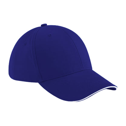 French Navy-White - Front - Beechfield Adults Unisex Athleisure Cotton Baseball Cap (Pack of 2)