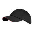 Black-Red - Front - Result Plain Premium Heavy Brushed Baseball Cap (Pack of 2)