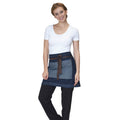 Raw Blue Denim - Front - Dennys Washed Denim Contrast Waist Apron (Pack of 2)