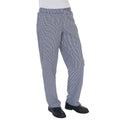 Navy-White - Back - Dennys Unisex Blue-White Check Fully Elasticated Trouser - Chefswear (Pack of 2)