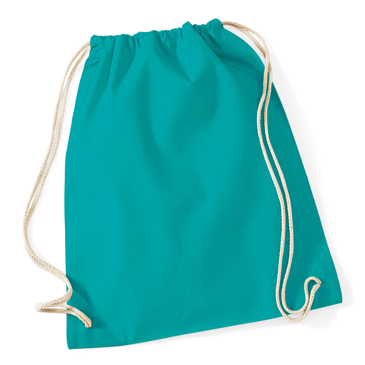 Emerald - Front - Westford Mill Cotton Gymsac Bag - 12 Litres (Pack of 2)