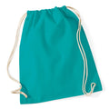 Emerald - Front - Westford Mill Cotton Gymsac Bag - 12 Litres (Pack of 2)
