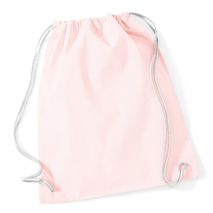 Pastel Pink-White - Front - Westford Mill Cotton Gymsac Bag - 12 Litres (Pack of 2)