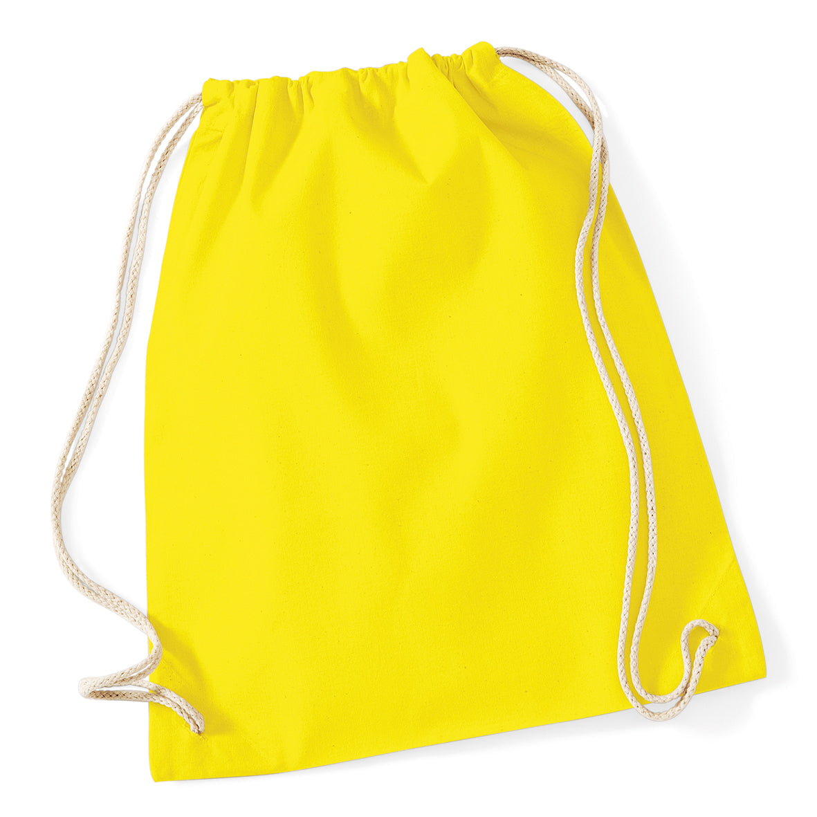 Yellow - Front - Westford Mill Cotton Gymsac Bag - 12 Litres (Pack of 2)