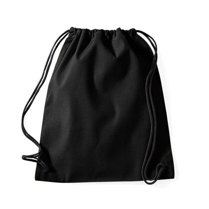Black-Black - Front - Westford Mill Cotton Gymsac Bag - 12 Litres (Pack of 2)