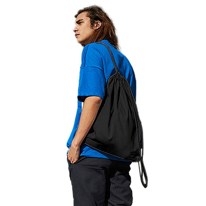 Black-Black - Back - Westford Mill Cotton Gymsac Bag - 12 Litres (Pack of 2)