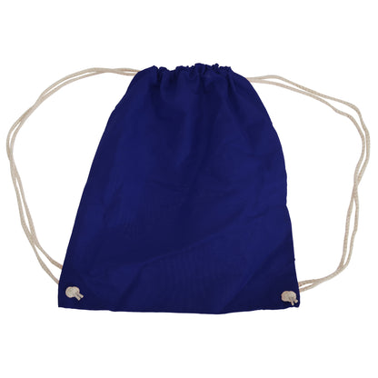 French Navy - Front - Westford Mill Cotton Gymsac Bag - 12 Litres (Pack of 2)