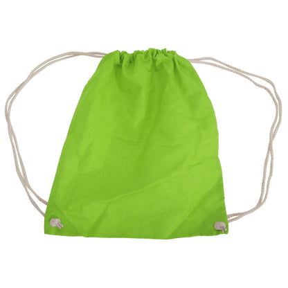 Lime - Front - Westford Mill Cotton Gymsac Bag - 12 Litres (Pack of 2)