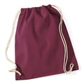 Burgundy - Front - Westford Mill Cotton Gymsac Bag - 12 Litres (Pack of 2)