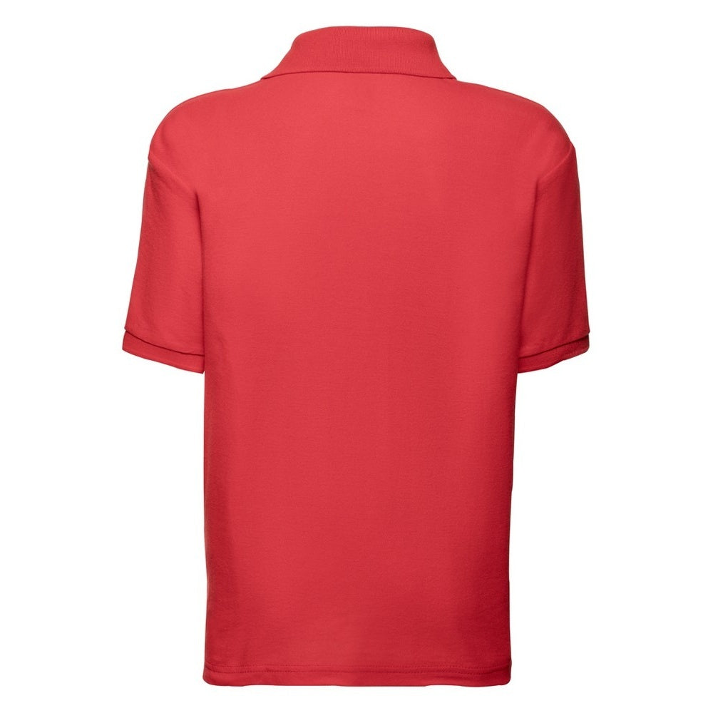 Red - Back - Fruit Of The Loom Childrens-Kids Unisex 65-35 Pique Polo Shirt (Pack of 2)