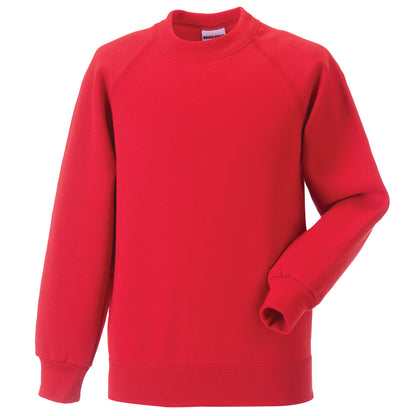 Bright Red - Front - Jerzees Schoolgear Childrens Raglan Sleeve Sweatshirt (Pack of 2)