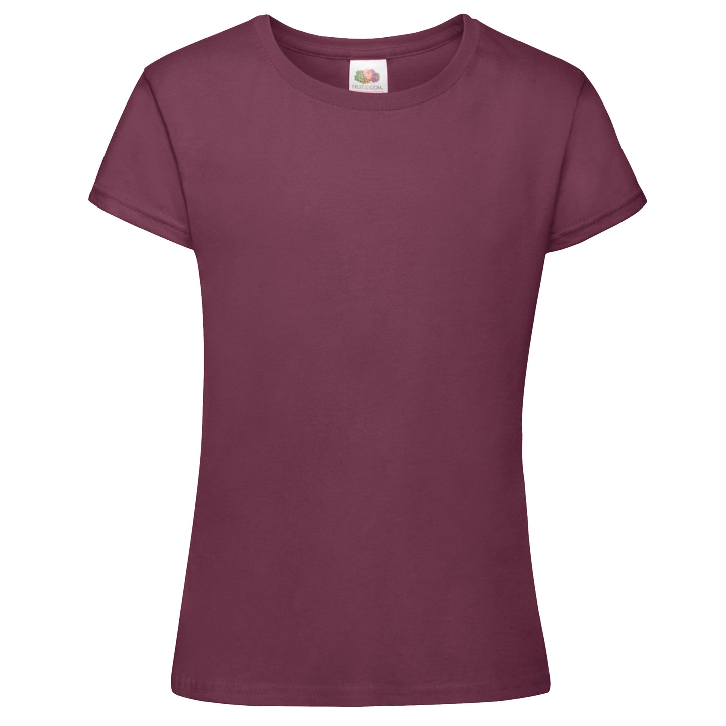 Burgundy - Front - Fruit Of The Loom Girls Sofspun Short Sleeve T-Shirt (Pack of 2)