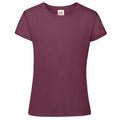 Burgundy - Front - Fruit Of The Loom Girls Sofspun Short Sleeve T-Shirt (Pack of 2)