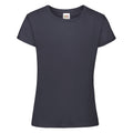 Navy Blue - Front - Fruit Of The Loom Girls Sofspun Short Sleeve T-Shirt (Pack of 2)