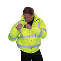 Hi-Vis Yellow - Back - Yoko Mens Hi-Vis Bomber Jacket (Pack of 2)