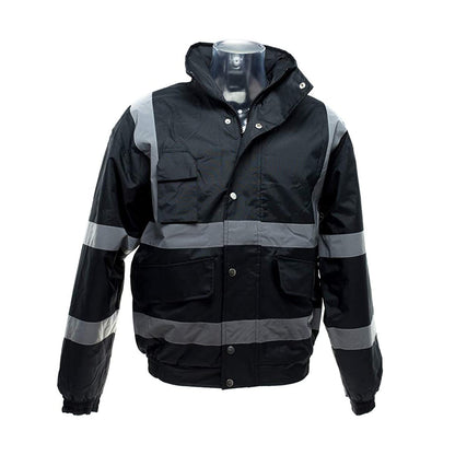 Black - Side - Yoko Mens Hi-Vis Bomber Jacket (Pack of 2)