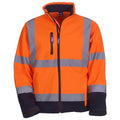 Hi Vis Orange-Navy - Front - Yoko Mens Hi-Vis Softshell Jacket (Pack Of 2)