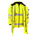Hi Vis Yellow - Back - Yoko Hi Vis Multi-Function Breathable & Waterproof 7-In-1 Jacket (Pack Of 2)