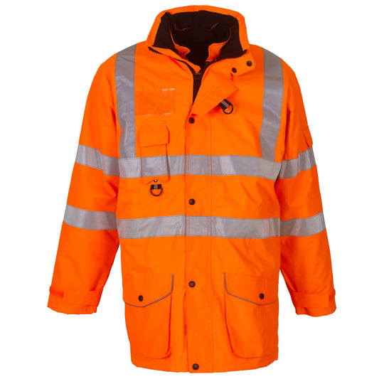 Hi Vis Orange - Front - Yoko Hi Vis Multi-Function Breathable & Waterproof 7-In-1 Jacket (Pack Of 2)