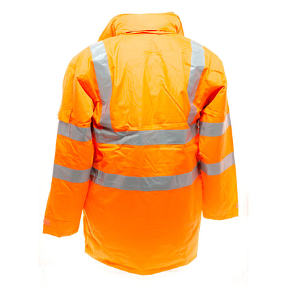 Hi Vis Orange - Back - Yoko Hi Vis Multi-Function Breathable & Waterproof 7-In-1 Jacket (Pack Of 2)