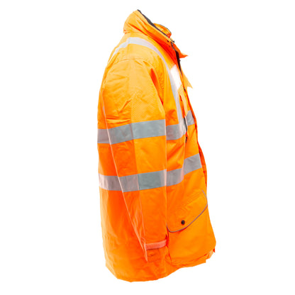 Hi Vis Orange - Side - Yoko Hi Vis Multi-Function Breathable & Waterproof 7-In-1 Jacket (Pack Of 2)