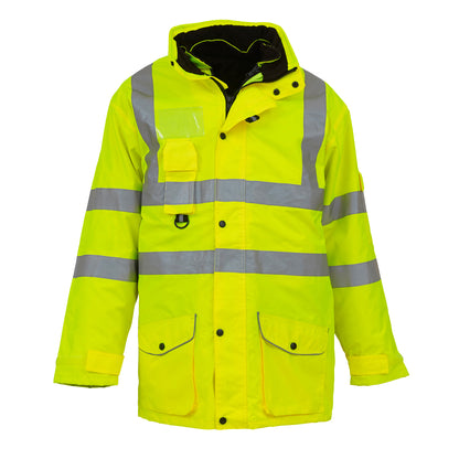 Hi Vis Yellow - Front - Yoko Hi Vis Multi-Function Breathable & Waterproof 7-In-1 Jacket (Pack Of 2)