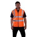 Hi Vis Orange - Back - Yoko Mens Workwear Hi-Vis Reversible Fleece Vest - Jacket (Pack of 2)