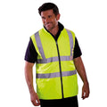 Hi-Vis Yellow - Back - Yoko Mens Workwear Hi-Vis Reversible Fleece Vest - Jacket (Pack of 2)