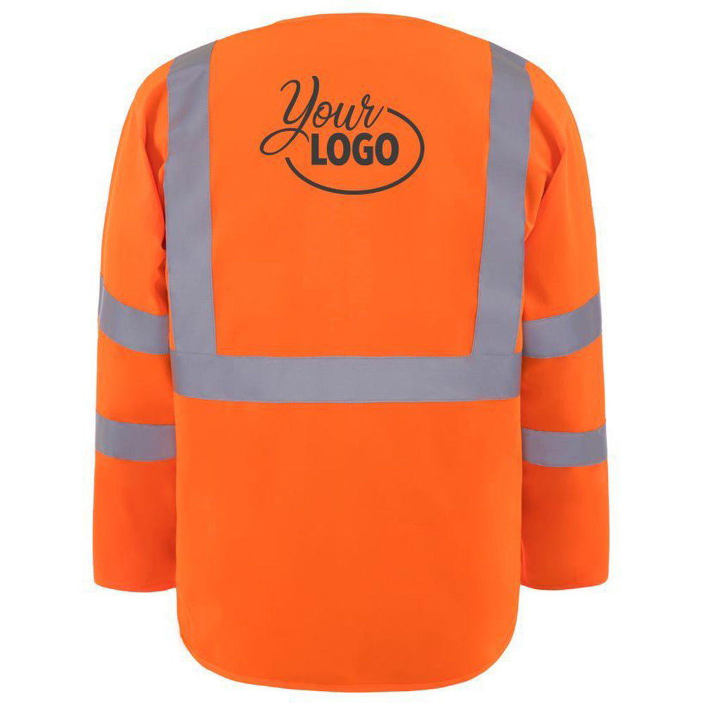 Hi Vis Orange - Back - Yoko Mens Executive Hi-Vis Long Sleeve Safety Waistcoat (Pack of 2)