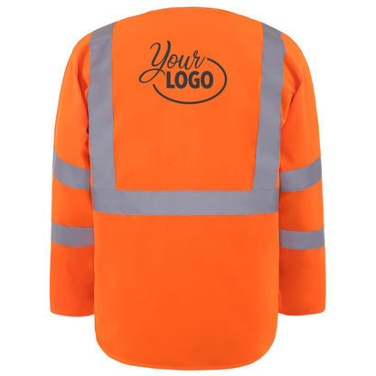 Hi Vis Orange - Back - Yoko Mens Executive Hi-Vis Long Sleeve Safety Waistcoat (Pack of 2)