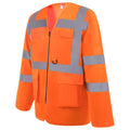 Hi Vis Orange - Side - Yoko Mens Executive Hi-Vis Long Sleeve Safety Waistcoat (Pack of 2)