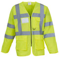 Hi-Vis Yellow - Front - Yoko Mens Executive Hi-Vis Long Sleeve Safety Waistcoat (Pack of 2)