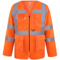 Hi Vis Orange - Front - Yoko Mens Executive Hi-Vis Long Sleeve Safety Waistcoat (Pack of 2)