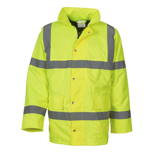 Hi-Vis Yellow - Front - Yoko Mens Hi-Vis Road Safety Jacket (Pack of 2)