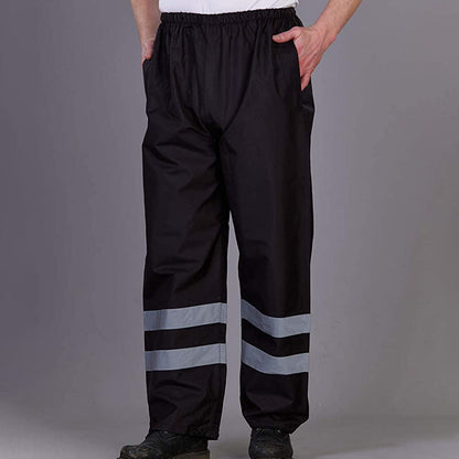 Black - Back - Yoko Mens Hi-Vis Waterproof Contractor Over Trousers (Pack Of 2)