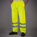 Hi-Vis Yellow - Back - Yoko Mens Hi-Vis Waterproof Contractor Over Trousers (Pack Of 2)
