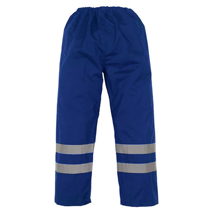Navy Blue - Front - Yoko Mens Hi-Vis Waterproof Contractor Over Trousers (Pack Of 2)