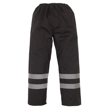 Black - Front - Yoko Mens Hi-Vis Waterproof Contractor Over Trousers (Pack Of 2)