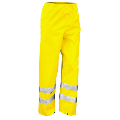 Hi-Vis Yellow - Front - Result Mens Hi-Vis Trousers - Pants (Pack of 2)