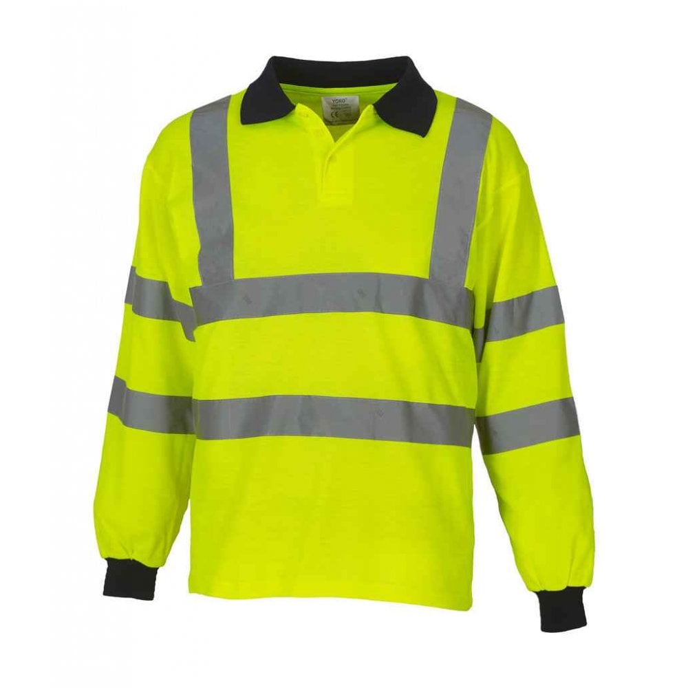 Hi-Vis Yellow - Front - Yoko Ladies-Womens Hi-Vis Long Sleeve Polo Shirt (Pack of 2)