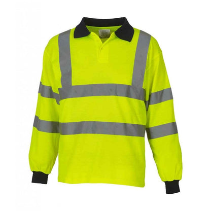 Hi-Vis Yellow - Front - Yoko Ladies-Womens Hi-Vis Long Sleeve Polo Shirt (Pack of 2)