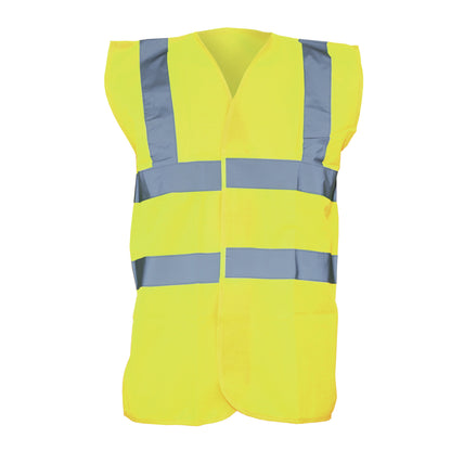 Hi-Vis Yellow - Front - Yoko Unisex Premium Hi-Vis Waistcoat Vest - Jacket (Pack of 2)