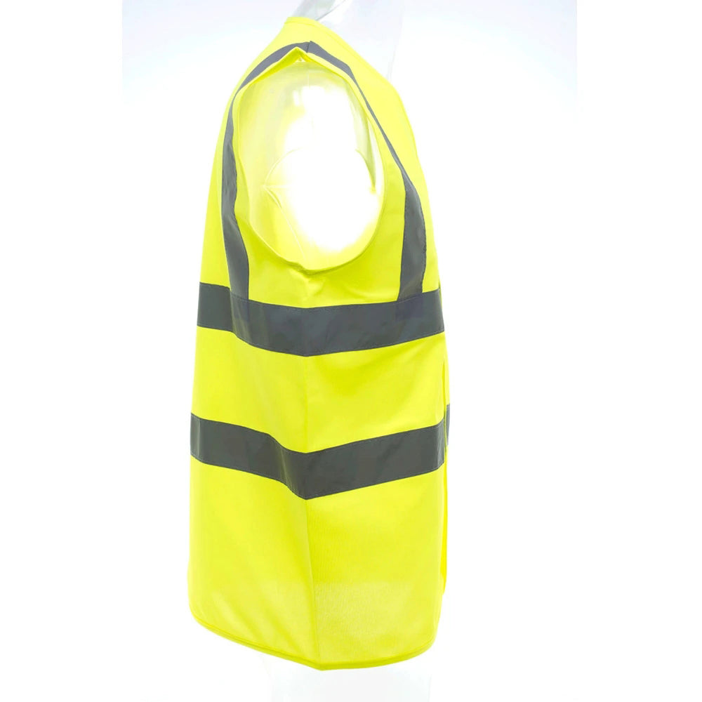Hi-Vis Yellow - Side - Yoko Unisex Premium Hi-Vis Waistcoat Vest - Jacket (Pack of 2)