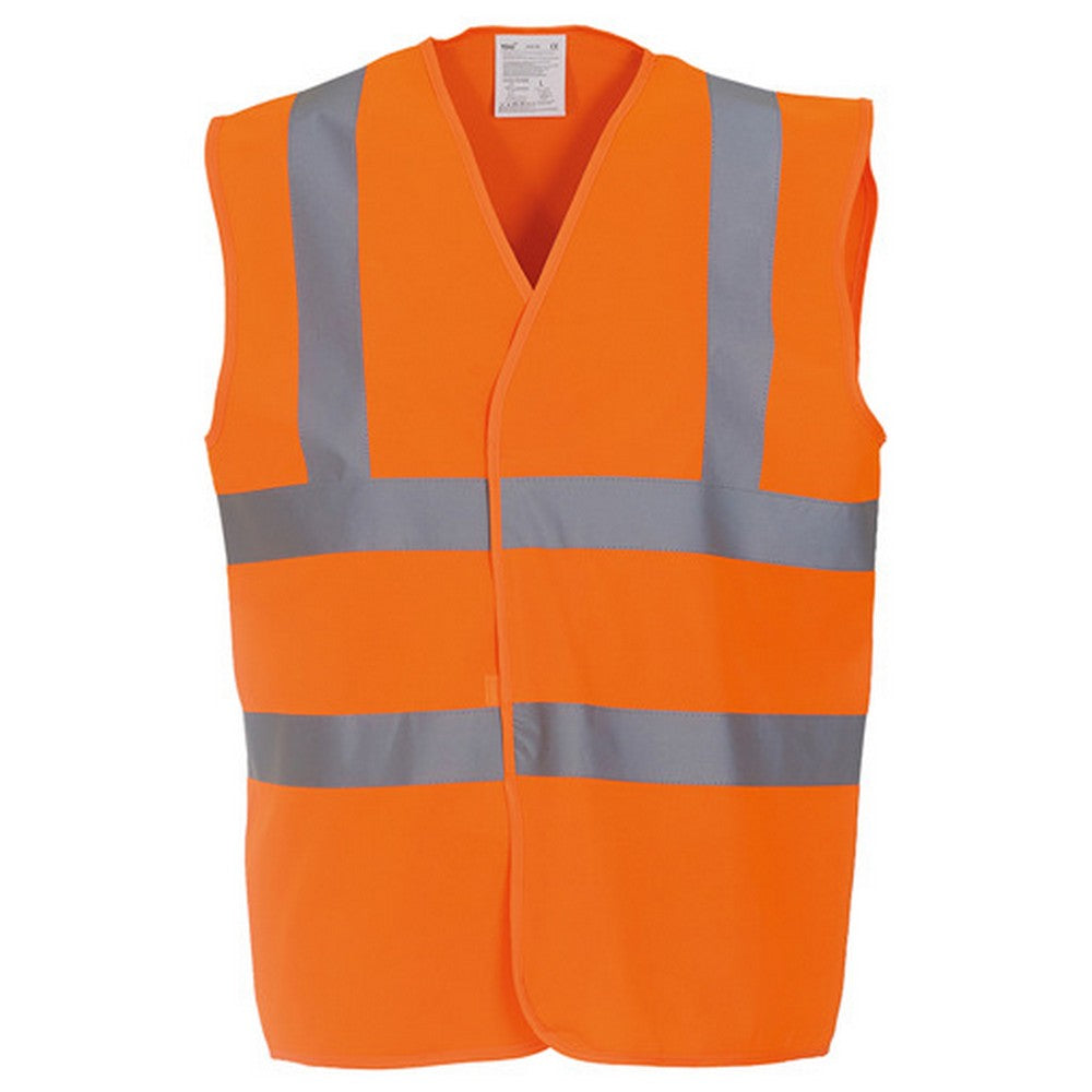 Hi Vis Orange - Back - Yoko Unisex Premium Hi-Vis Waistcoat Vest - Jacket (Pack of 2)