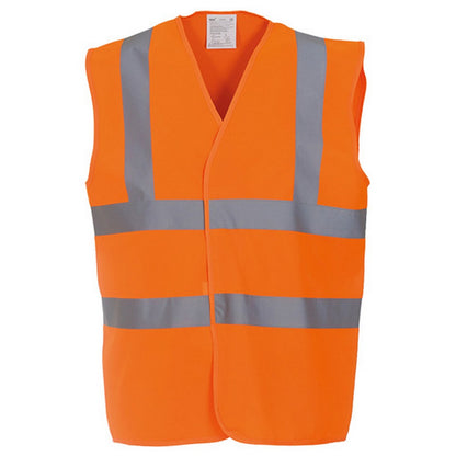 Hi Vis Orange - Back - Yoko Unisex Premium Hi-Vis Waistcoat Vest - Jacket (Pack of 2)