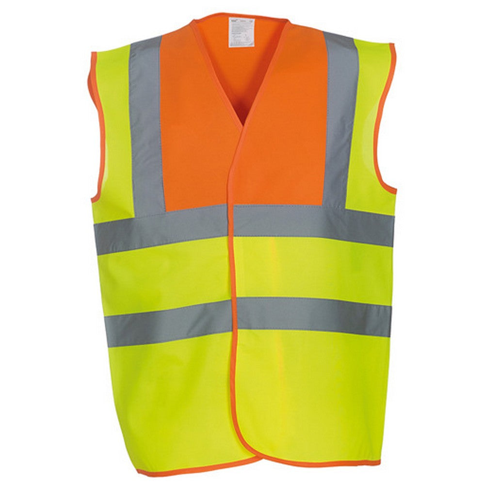 Hi Vis Yellow-Orange - Back - Yoko Unisex Premium Hi-Vis Waistcoat Vest - Jacket (Pack of 2)
