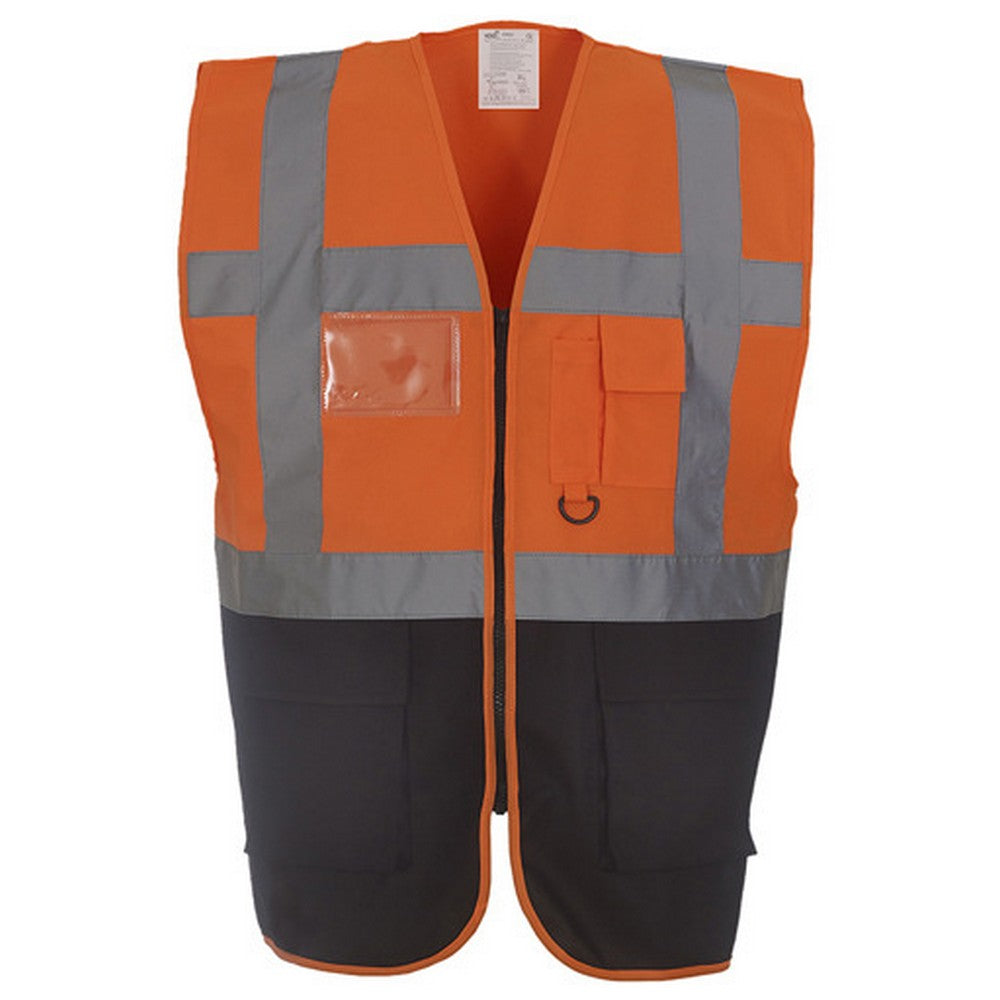 Hi Vis Yellow-Black - Back - Yoko Hi-Vis Premium Executive-Manager Waistcoat - Jacket (Pack of 2)