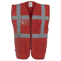 Red - Back - Yoko Hi-Vis Premium Executive-Manager Waistcoat - Jacket (Pack of 2)